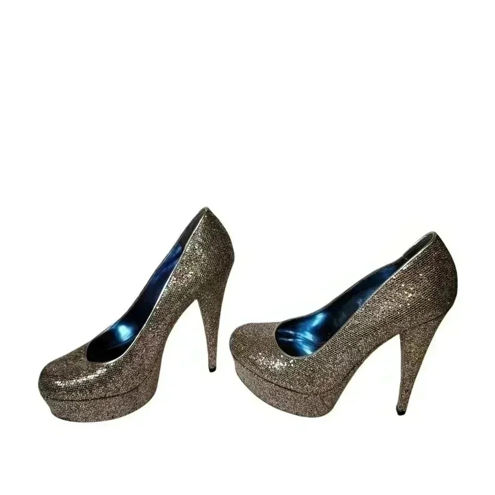 Enzo Angiolini Glitter Multicolor Closed Toe Heeled Pumps US 7.5 Holiday Disco - Picture 3 of 10
